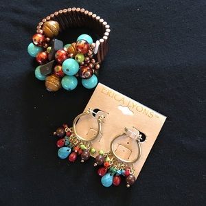Stretch bracelet and Erica Lyons earrings